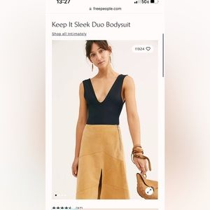 Free People Keep It Sleek Black Bodysuit